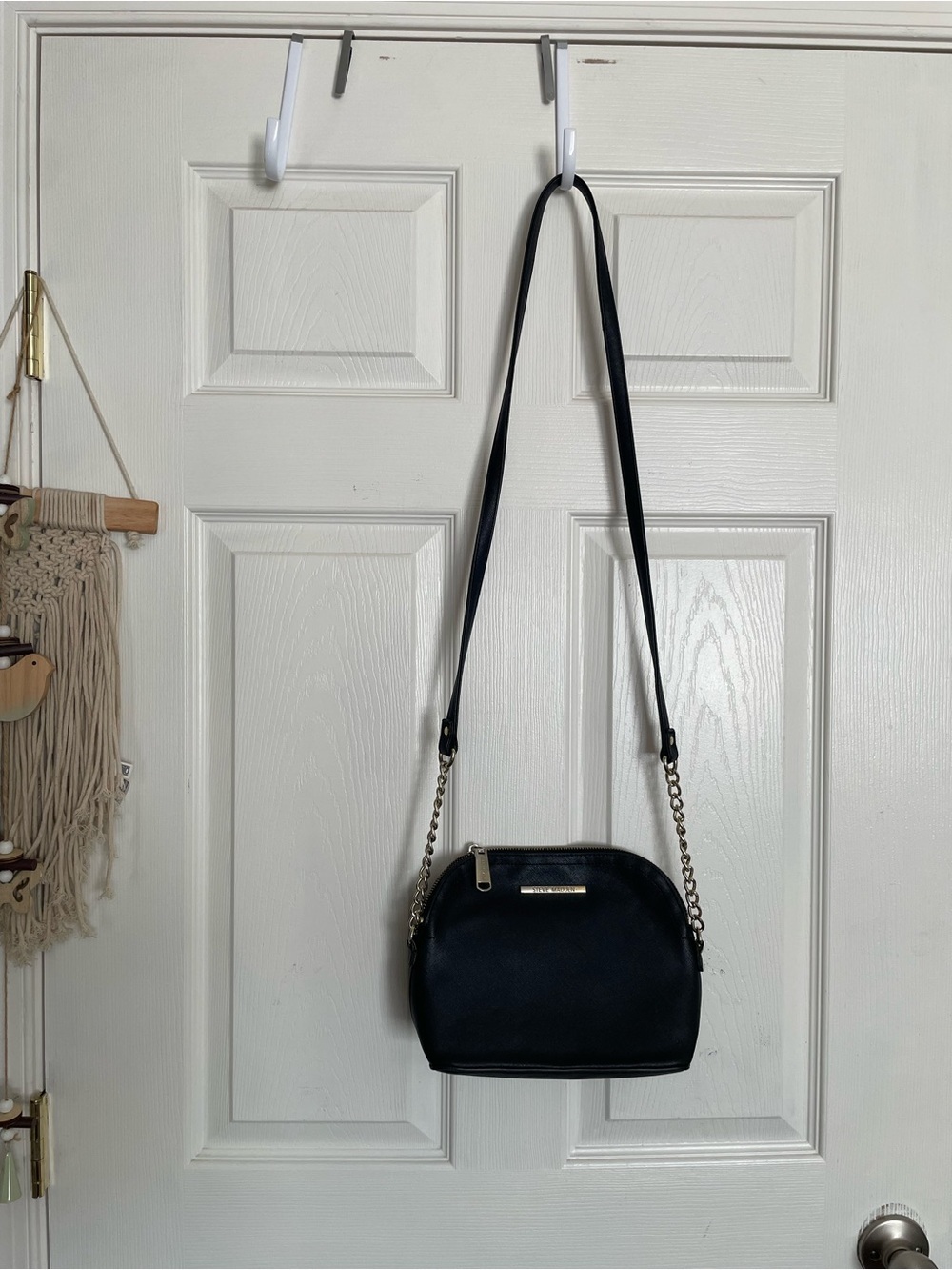 Steve Madden Black Crossbody Shoulder Bag with Chain Strap